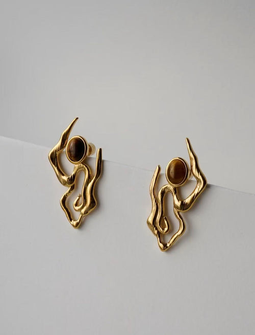 Amber Cloud Gold Earrings