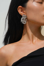 Dragon Lady Statement Earrings Silver