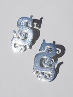 Dragon Lady Statement Earrings Silver