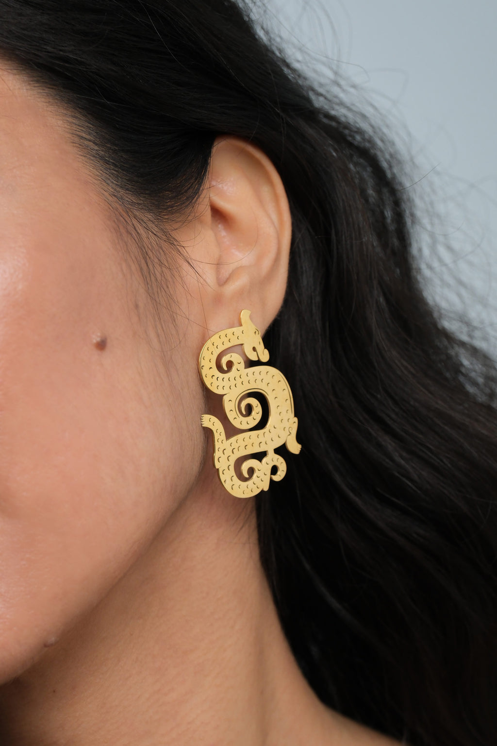 Dragon Lady Statement Earrings Gold