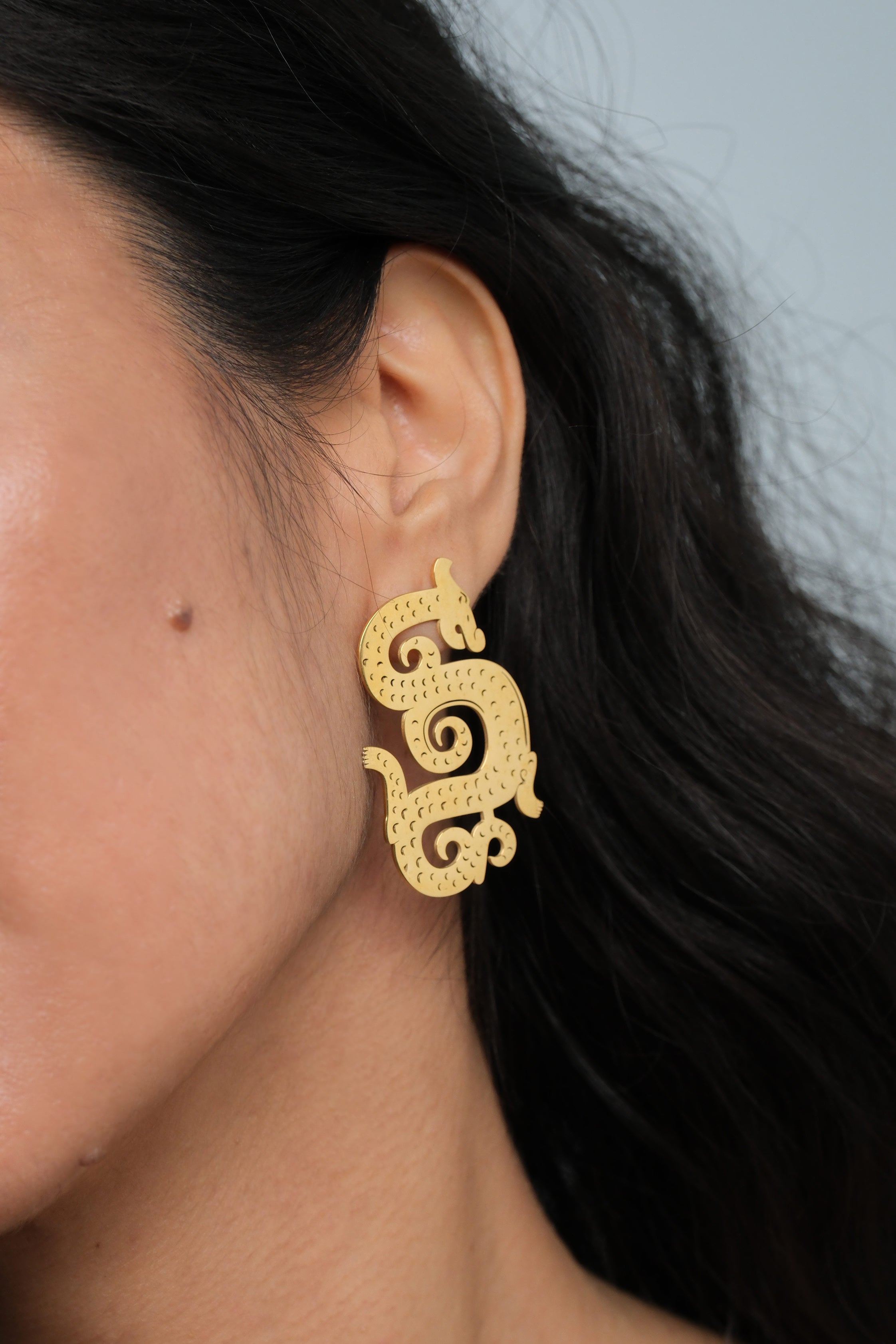 Dragon Lady Statement Earrings Gold