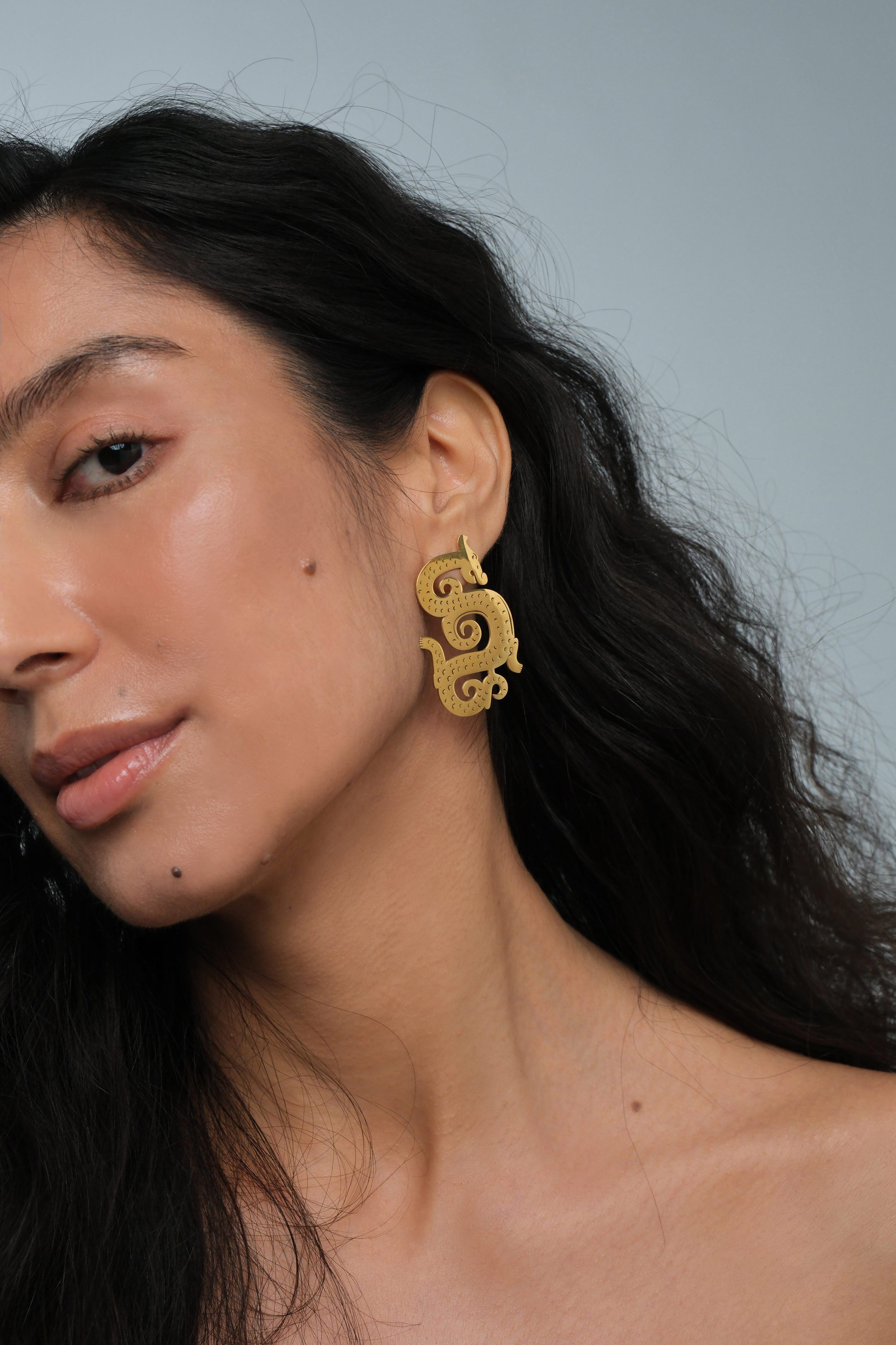 Dragon Lady Statement Earrings Gold