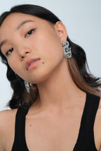 Dragon Lady Statement Earrings Silver