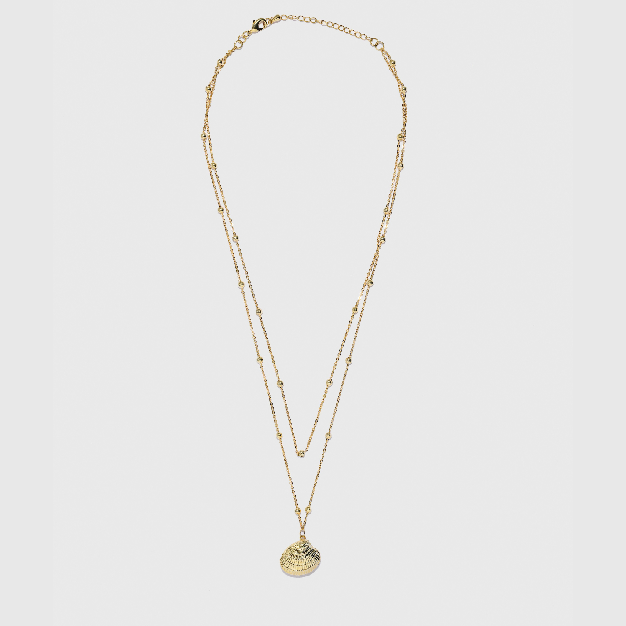 Metal Shell Pendant Double-Layer Necklace