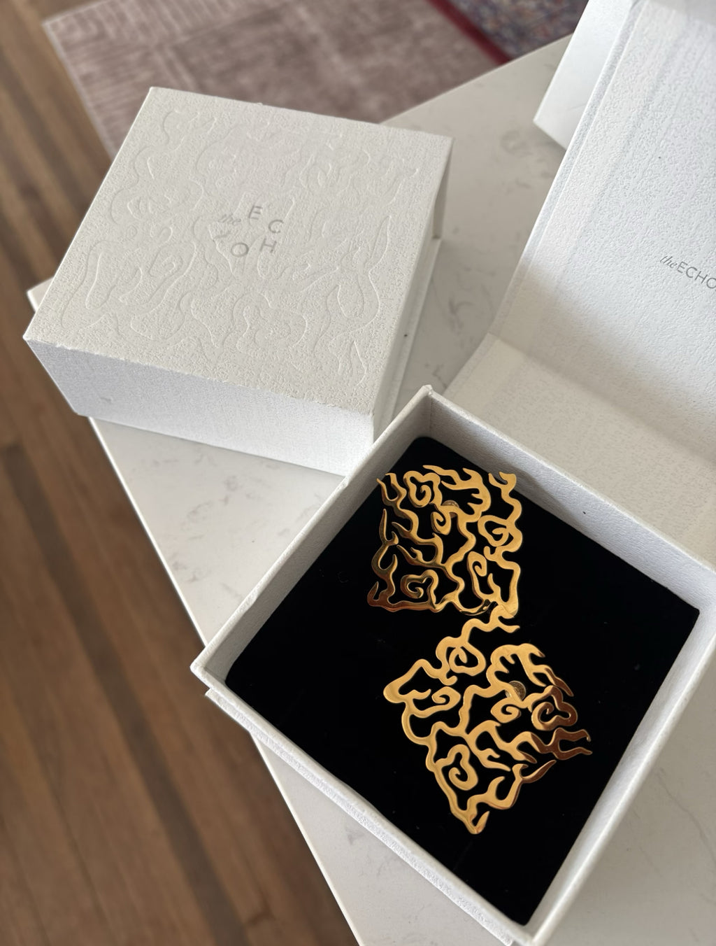 Fire and Cloud Gold Earrings