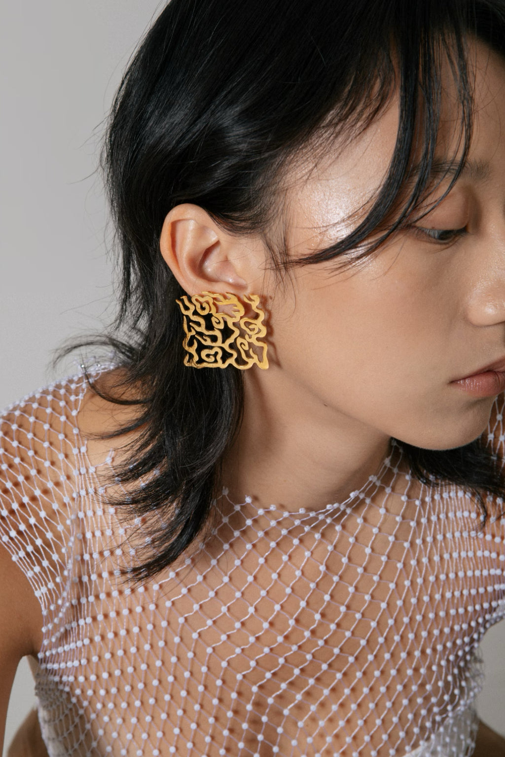 Fire and Cloud Gold Earrings