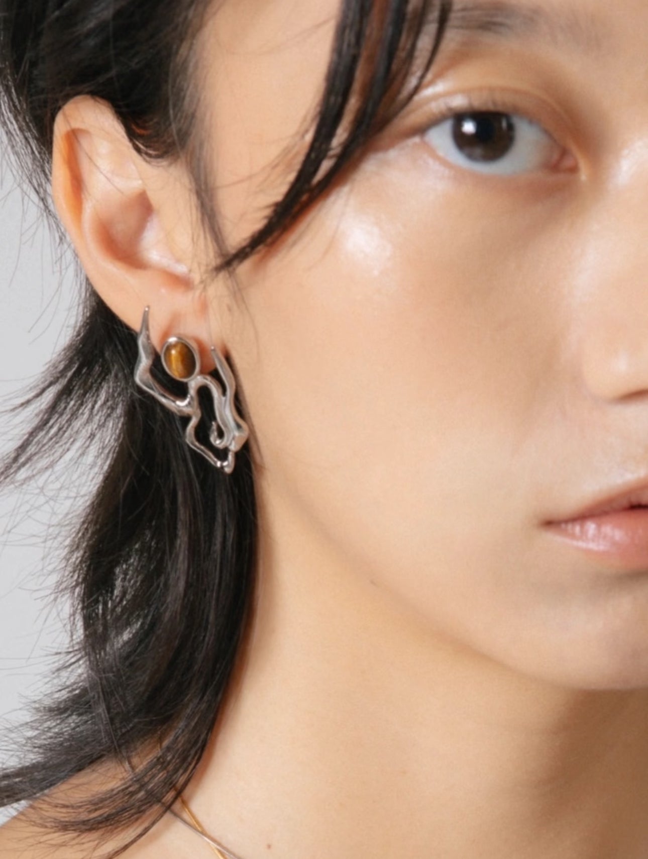 Amber Cloud Silver Earrings