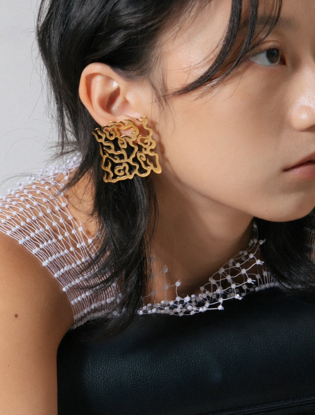 Fire and Cloud Gold Earrings