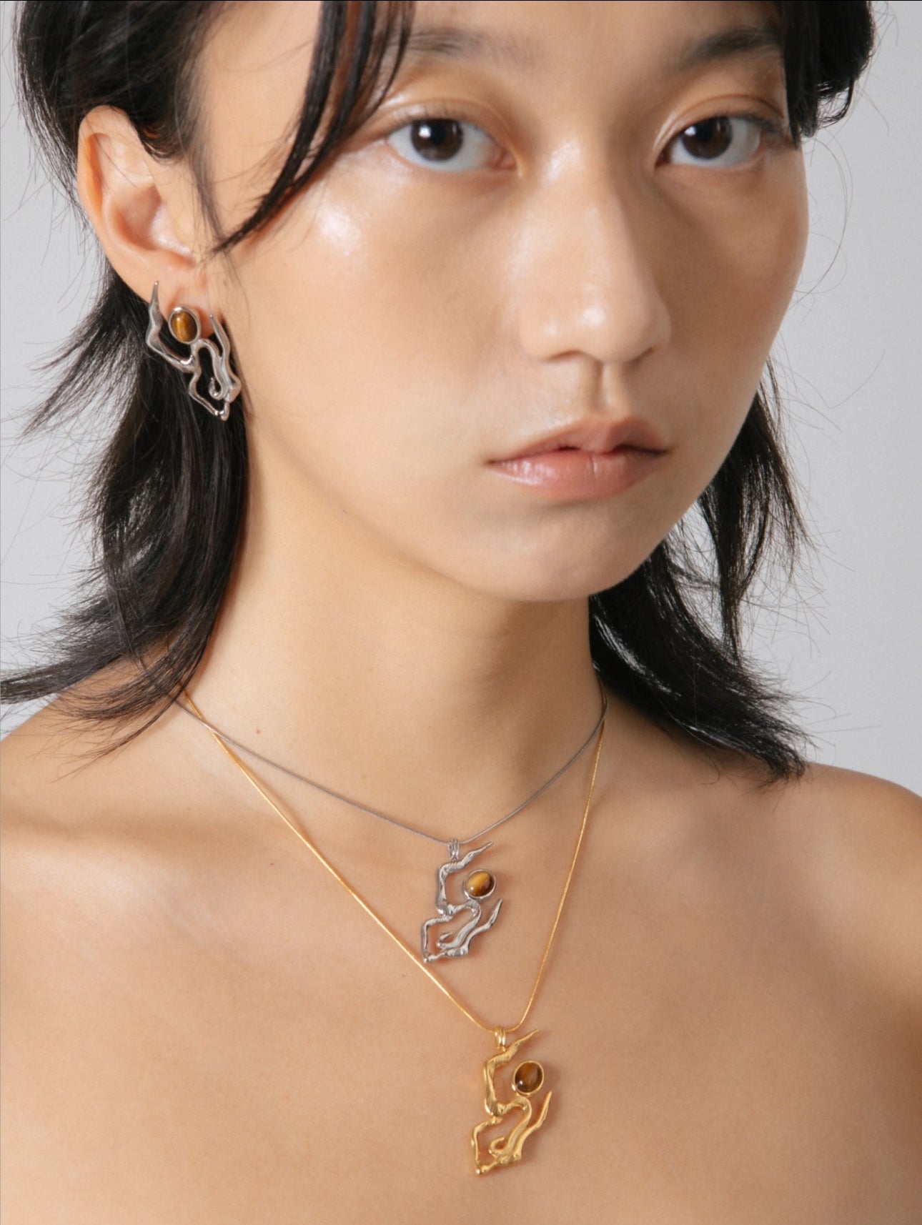 Amber Cloud Silver Necklace