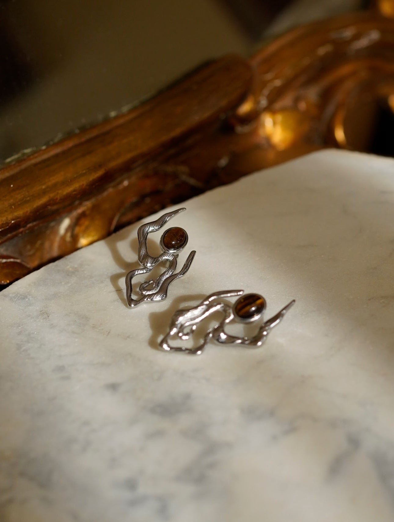 Amber Cloud Silver Earrings