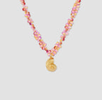 Orange Ocean Beaded Seashell Pendant Necklacce
